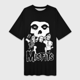 Платье-футболка 3D с принтом Misfits в Курске,  |  | horror | punk | rock | альтернатива | группа | мисфитс | неприкаянные | панк | рок | хоррор