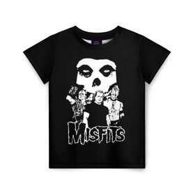 Детская футболка 3D с принтом Misfits в Курске, 100% гипоаллергенный полиэфир | прямой крой, круглый вырез горловины, длина до линии бедер, чуть спущенное плечо, ткань немного тянется | horror | punk | rock | альтернатива | группа | мисфитс | неприкаянные | панк | рок | хоррор