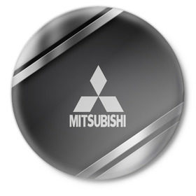 Значок с принтом MITSUBISHI SPORT в Курске,  металл | круглая форма, металлическая застежка в виде булавки | Тематика изображения на принте:  машина | марка | митсубиси