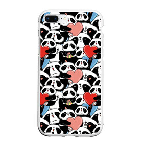 Чехол для iPhone 7Plus/8 Plus матовый с принтом Funny Panda в Курске, Силикон | Область печати: задняя сторона чехла, без боковых панелей | bear | heart | positive | медведь | мишка | орнамент | панда | подарок | позитив | сердечки | сердце | сюрприз | узор
