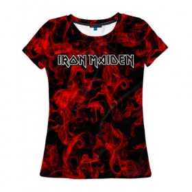 Женская футболка 3D с принтом Iron Maiden в Курске, 100% полиэфир ( синтетическое хлопкоподобное полотно) | прямой крой, круглый вырез горловины, длина до линии бедер | альтернативный | блюз | британская | готик | гранж | группа | метал | модные | музыка | пост | рок | хард