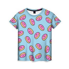 Женская футболка 3D с принтом Пончики в Курске, 100% полиэфир ( синтетическое хлопкоподобное полотно) | прямой крой, круглый вырез горловины, длина до линии бедер | doughnut | food | pattern | sweet | vegan | vegetarian | веган | вегетарианство | еда | паттерн | пончик | сладкое