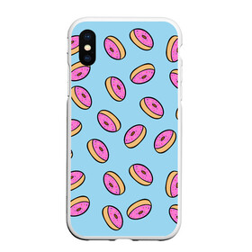 Чехол для iPhone XS Max матовый с принтом Пончики в Курске, Силикон | Область печати: задняя сторона чехла, без боковых панелей | doughnut | food | pattern | sweet | vegan | vegetarian | веган | вегетарианство | еда | паттерн | пончик | сладкое