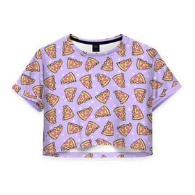 Женская футболка 3D укороченная с принтом Пицца Мун в Курске, 100% полиэстер | круглая горловина, длина футболки до линии талии, рукава с отворотами | Тематика изображения на принте: food | pattern | pizza | sailor moon | еда | паттерн | пицца | сейлор мун