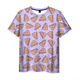 Мужская футболка 3D с принтом Пицца Мун в Курске, 100% полиэфир | прямой крой, круглый вырез горловины, длина до линии бедер | Тематика изображения на принте: food | pattern | pizza | sailor moon | еда | паттерн | пицца | сейлор мун
