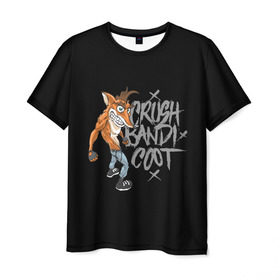 Мужская футболка 3D с принтом Crush Bandicoot в Курске, 100% полиэфир | прямой крой, круглый вырез горловины, длина до линии бедер | crash | бандикут | краш | крэш