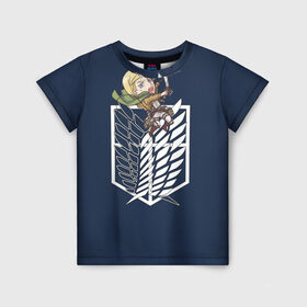 Детская футболка 3D с принтом Эрвин Смит в Курске, 100% гипоаллергенный полиэфир | прямой крой, круглый вырез горловины, длина до линии бедер, чуть спущенное плечо, ткань немного тянется | аниме | атака титанов | смит | чиби | эрвин