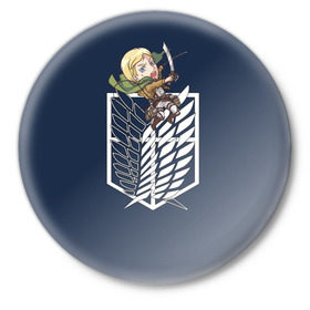 Значок с принтом Эрвин Смит в Курске,  металл | круглая форма, металлическая застежка в виде булавки | аниме | атака титанов | смит | чиби | эрвин