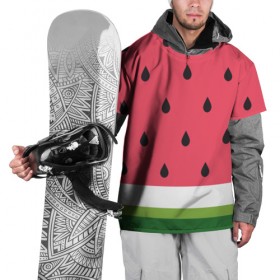 Накидка на куртку 3D с принтом Арбузная в Курске, 100% полиэстер |  | food | pattern | vegan | vegetarian | watermelon | арбуз | веган | вегетарианство | еда | паттерн