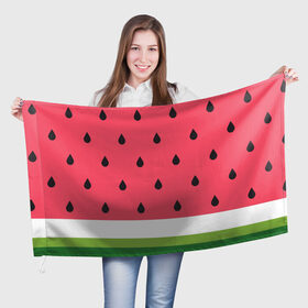 Флаг 3D с принтом Арбузная в Курске, 100% полиэстер | плотность ткани — 95 г/м2, размер — 67 х 109 см. Принт наносится с одной стороны | food | pattern | vegan | vegetarian | watermelon | арбуз | веган | вегетарианство | еда | паттерн