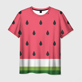 Мужская футболка 3D с принтом Арбузная в Курске, 100% полиэфир | прямой крой, круглый вырез горловины, длина до линии бедер | food | pattern | vegan | vegetarian | watermelon | арбуз | веган | вегетарианство | еда | паттерн
