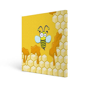 Холст квадратный с принтом Пчелка в Курске, 100% ПВХ |  | животные | лето | мед | насекомые | природа | пчела | пчелка | соты