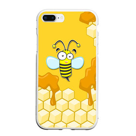 Чехол для iPhone 7Plus/8 Plus матовый с принтом Пчелка в Курске, Силикон | Область печати: задняя сторона чехла, без боковых панелей | Тематика изображения на принте: животные | лето | мед | насекомые | природа | пчела | пчелка | соты
