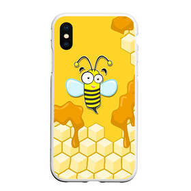 Чехол для iPhone XS Max матовый с принтом Пчелка в Курске, Силикон | Область печати: задняя сторона чехла, без боковых панелей | Тематика изображения на принте: животные | лето | мед | насекомые | природа | пчела | пчелка | соты