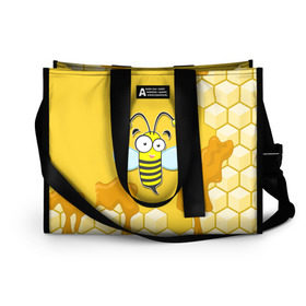 Сумка-шоппер 3D с принтом Пчелка в Курске, 100% полиэстер | застегивается на металлическую кнопку; внутренний карман застегивается на молнию. Стенки укреплены специальным мягким материалом, чтобы защитить содержимое от несильных ударов
 | животные | лето | мед | насекомые | природа | пчела | пчелка | соты