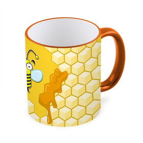 Кружка 3D с принтом Пчелка в Курске, керамика | ёмкость 330 мл | Тематика изображения на принте: животные | лето | мед | насекомые | природа | пчела | пчелка | соты