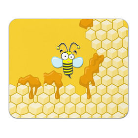 Коврик прямоугольный с принтом Пчелка в Курске, натуральный каучук | размер 230 х 185 мм; запечатка лицевой стороны | животные | лето | мед | насекомые | природа | пчела | пчелка | соты