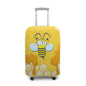 Чехол для чемодана 3D с принтом Пчелка в Курске, 86% полиэфир, 14% спандекс | двустороннее нанесение принта, прорези для ручек и колес | животные | лето | мед | насекомые | природа | пчела | пчелка | соты