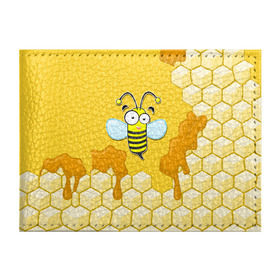 Обложка для студенческого билета с принтом Пчелка в Курске, натуральная кожа | Размер: 11*8 см; Печать на всей внешней стороне | Тематика изображения на принте: животные | лето | мед | насекомые | природа | пчела | пчелка | соты
