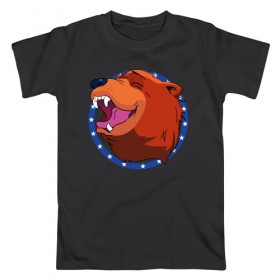 Мужская футболка хлопок с принтом Bear for Hire в Курске, 100% хлопок | прямой крой, круглый вырез горловины, длина до линии бедер, слегка спущенное плечо. | bear for hire | far cry 5 | медведь | фар край 5