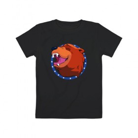 Детская футболка хлопок с принтом Bear for Hire в Курске, 100% хлопок | круглый вырез горловины, полуприлегающий силуэт, длина до линии бедер | Тематика изображения на принте: bear for hire | far cry 5 | медведь | фар край 5