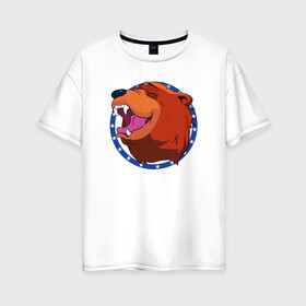 Женская футболка хлопок Oversize с принтом Bear for Hire в Курске, 100% хлопок | свободный крой, круглый ворот, спущенный рукав, длина до линии бедер
 | bear for hire | far cry 5 | медведь | фар край 5