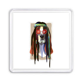 Магнит 55*55 с принтом Reggae Dog в Курске, Пластик | Размер: 65*65 мм; Размер печати: 55*55 мм | хиппи