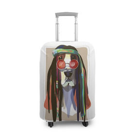 Чехол для чемодана 3D с принтом Reggae Dog в Курске, 86% полиэфир, 14% спандекс | двустороннее нанесение принта, прорези для ручек и колес | хиппи