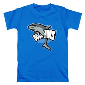 Мужская футболка хлопок с принтом Дельфины в Курске, 100% хлопок | прямой крой, круглый вырез горловины, длина до линии бедер, слегка спущенное плечо. | дельфин | дельфины | летние | лето | море | морская | отдых | отпуск | рыба | с дельфином