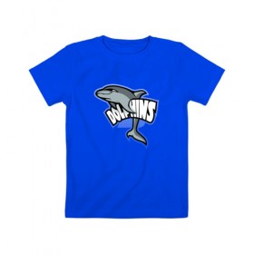 Детская футболка хлопок с принтом Дельфины в Курске, 100% хлопок | круглый вырез горловины, полуприлегающий силуэт, длина до линии бедер | дельфин | дельфины | летние | лето | море | морская | отдых | отпуск | рыба | с дельфином