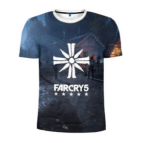 Мужская футболка 3D спортивная с принтом Cult Far Cry в Курске, 100% полиэстер с улучшенными характеристиками | приталенный силуэт, круглая горловина, широкие плечи, сужается к линии бедра | 
