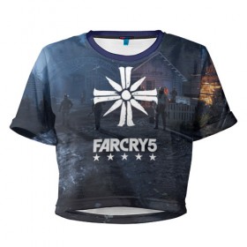 Женская футболка 3D укороченная с принтом Cult Far Cry в Курске, 100% полиэстер | круглая горловина, длина футболки до линии талии, рукава с отворотами | 