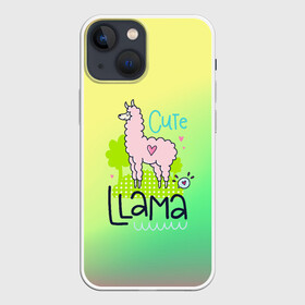 Чехол для iPhone 13 mini с принтом LAMA в Курске,  |  | girl | lama | life | name | букет | девочки | дети | животные | лама | позитив | радуга | смайл | счастье