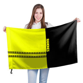 Флаг 3D с принтом Ramones в Курске, 100% полиэстер | плотность ткани — 95 г/м2, размер — 67 х 109 см. Принт наносится с одной стороны | группа | панк | рамон | рамонес | рамоунз | рамоунс | рок | хард