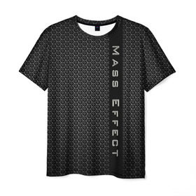 Мужская футболка 3D с принтом MASS EFFECT в Курске, 100% полиэфир | прямой крой, круглый вырез горловины, длина до линии бедер | abstract | game | geometry | logo | n7 | texture | абстракция | броня | геометрия | игра | лого | логотип | н7 | соты | стальная броня