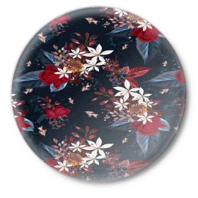 Значок с принтом FASHION FLOWER в Курске,  металл | круглая форма, металлическая застежка в виде булавки | flower | spring | букет | весна | имена | природа | узор | цветочный | цветы