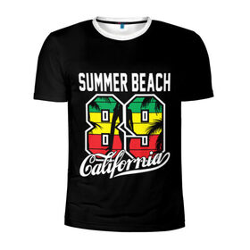 Мужская футболка 3D спортивная с принтом Калифорния в Курске, 100% полиэстер с улучшенными характеристиками | приталенный силуэт, круглая горловина, широкие плечи, сужается к линии бедра | beach | cali | california | summer | usa | для отдыха | для отпуска | калифорния | летние | лето | море | океан | отпуск | пальмы | пляж | сша