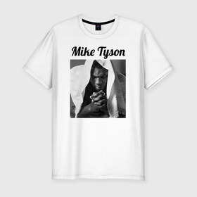 Мужская футболка премиум с принтом Майк Тайсон в Курске, 92% хлопок, 8% лайкра | приталенный силуэт, круглый вырез ворота, длина до линии бедра, короткий рукав | miketyson | бокс | майк тайсон