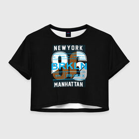 Женская футболка 3D укороченная с принтом Бруклин Нью-Йорк в Курске, 100% полиэстер | круглая горловина, длина футболки до линии талии, рукава с отворотами | brooklyn | new york | urban | бронкс | бруклин | манхеттен | манхэттен | нью йорк | сша | урбан | урбан стиль | штаты
