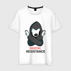 Мужская футболка хлопок с принтом Digital Resistance Dog в Курске, 100% хлопок | прямой крой, круглый вырез горловины, длина до линии бедер, слегка спущенное плечо. | Тематика изображения на принте: 