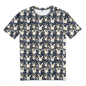 Мужская футболка 3D с принтом Зайцы в Курске, 100% полиэфир | прямой крой, круглый вырез горловины, длина до линии бедер | anime | аниме | в горох | голова животного | для девушек | зайцы | кролик | милый зайка