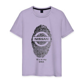 Мужская футболка хлопок с принтом Nissan it`s in my DNA в Курске, 100% хлопок | прямой крой, круглый вырез горловины, длина до линии бедер, слегка спущенное плечо. | Тематика изображения на принте: 