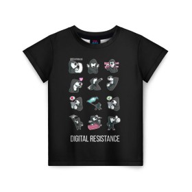 Детская футболка 3D с принтом Dogs of Digital War в Курске, 100% гипоаллергенный полиэфир | прямой крой, круглый вырез горловины, длина до линии бедер, чуть спущенное плечо, ткань немного тянется | digital resistance | telegram | телега | телеграм | цифровое сопротивление