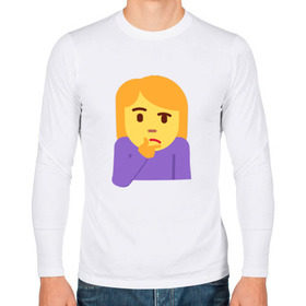 Мужской лонгслив хлопок с принтом Thinking Emoji в Курске, 100% хлопок |  | almightyholton | deshaun holton | emoji