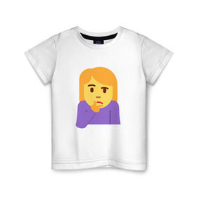 Детская футболка хлопок с принтом Thinking Emoji в Курске, 100% хлопок | круглый вырез горловины, полуприлегающий силуэт, длина до линии бедер | almightyholton | deshaun holton | emoji