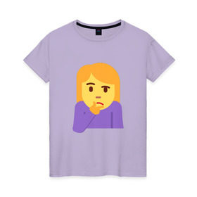 Женская футболка хлопок с принтом Thinking Emoji в Курске, 100% хлопок | прямой крой, круглый вырез горловины, длина до линии бедер, слегка спущенное плечо | almightyholton | deshaun holton | emoji
