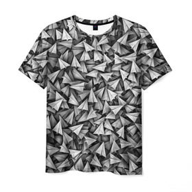 Мужская футболка 3D с принтом Бумажные самолетики в Курске, 100% полиэфир | прямой крой, круглый вырез горловины, длина до линии бедер | telegram | белый | бумага | оригами | паттрен | самолет | самолетик | телеграмм