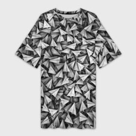 Платье-футболка 3D с принтом Бумажные самолетики в Курске,  |  | Тематика изображения на принте: telegram | белый | бумага | оригами | паттрен | самолет | самолетик | телеграмм