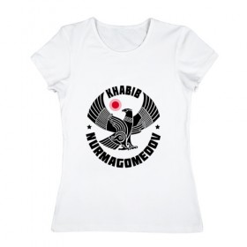 Женская футболка хлопок с принтом Khabib в Курске, 100% хлопок | прямой крой, круглый вырез горловины, длина до линии бедер, слегка спущенное плечо | ufc | нурмагомедов | хабиб