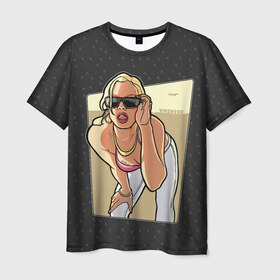 Мужская футболка 3D с принтом GTA SA - Девушка в очках в Курске, 100% полиэфир | прямой крой, круглый вырез горловины, длина до линии бедер | grand theft auto | gta | rockstar games | san andreas | гта | сан андреас